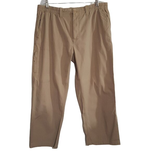 American Republic Mens Khaki Pants Elastic Waist Zippered Side Pocket 36 X 27 - Picture 3 of 7